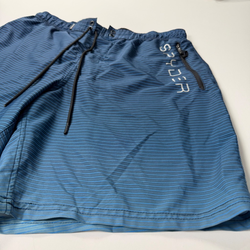 Spyder Men's Blue Striped‎ Board Shorts Swim Trunks Size XL TG Style S620604 - Picture 3 of 7